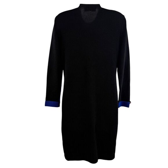 St.John Marie Gray Santana Knit Dress Colorblock Blue Black Button Down Size 2 * - Picture 12 of 16